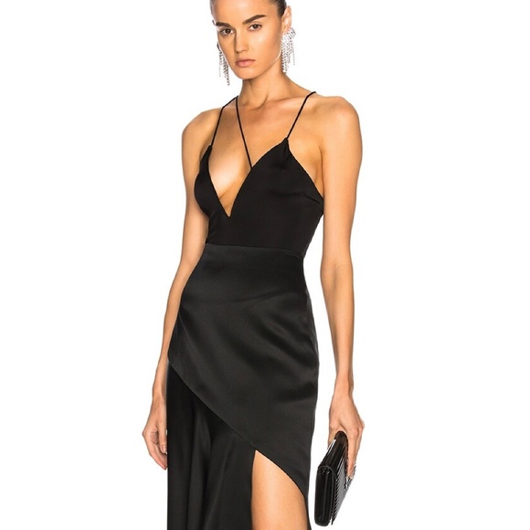 Cushnie et Ochs  Black Deep Plunging V-Neck Bodysuit With Crossover Stra… - Picture 6 of 14